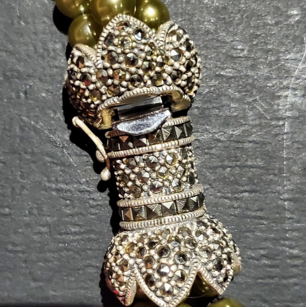 Judith Jack 925 silver marcasite faux pearl neckla